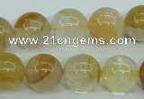 CYC105 15.5 inches 14mm round yellow crystal quartz beads