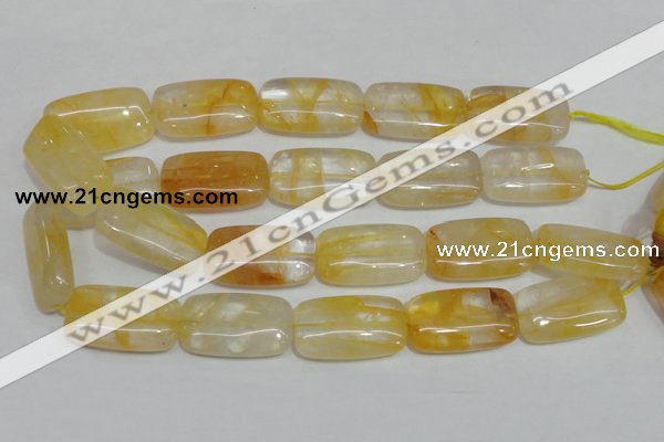 CYC11 15.5 inches 20*35mm rectangle yellow crystal quartz beads