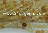 CYC110 15.5 inches 4mm faceted round yellow crystal quartz beads