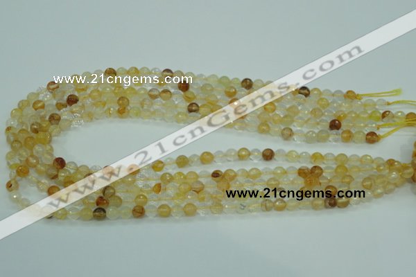 CYC112 15.5 inches 6mm faceted round yellow crystal quartz beads