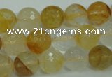 CYC115 15.5 inches 12mm faceted round yellow crystal quartz beads