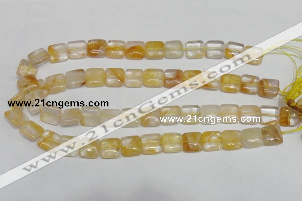 CYC12 15.5 inches 14*14mm square yellow crystal quartz beads