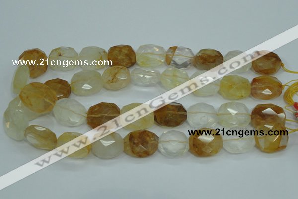 CYC127 15.5 inches 18*22mm faceted nuggets yellow crystal quartz beads