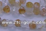 CYC135 Top drilled 7*7mm faceted teardrop yellow quartz beads