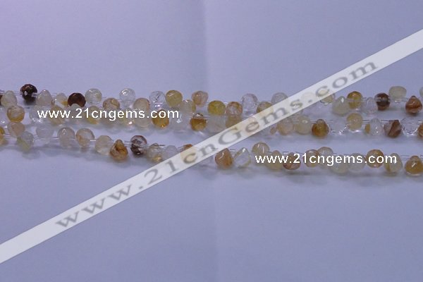 CYC135 Top drilled 7*7mm faceted teardrop yellow quartz beads