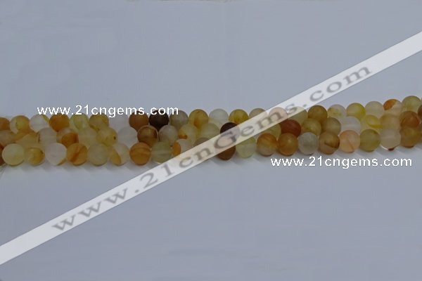 CYC140 15.5 inches 4mm round matte yellow quartz beads wholesale