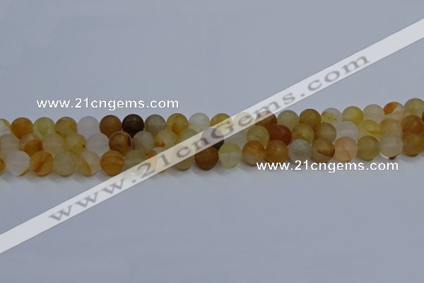 CYC141 15.5 inches 6mm round matte yellow quartz beads wholesale