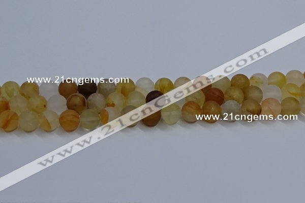 CYC142 15.5 inches 8mm round matte yellow quartz beads wholesale