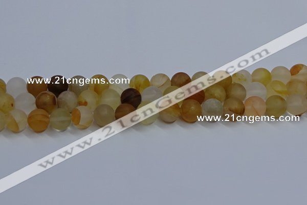 CYC143 15.5 inches 10mm round matte yellow quartz beads wholesale