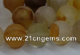 CYC144 15.5 inches 12mm round matte yellow quartz beads wholesale