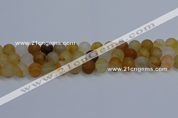 CYC144 15.5 inches 12mm round matte yellow quartz beads wholesale