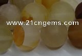 CYC145 15.5 inches 14mm round matte yellow quartz beads wholesale