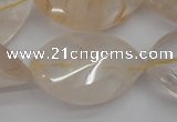 CYC205 15.5 inches 22*32mm twisted & faceted teardrop yellow quartz beads