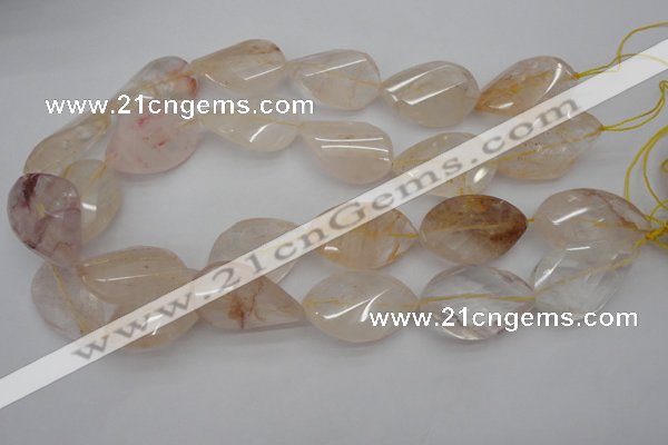 CYC205 15.5 inches 22*32mm twisted & faceted teardrop yellow quartz beads