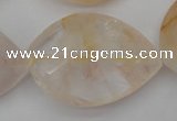 CYC207 15.5 inches 28*40mm twisted & faceted teardrop yellow quartz beads