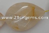 CYC208 15.5 inches 23*45mm twisted & faceted teardrop yellow quartz beads