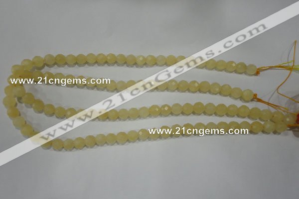 CYJ152 15.5 inches 8mm faceted round yellow jade beads wholesale