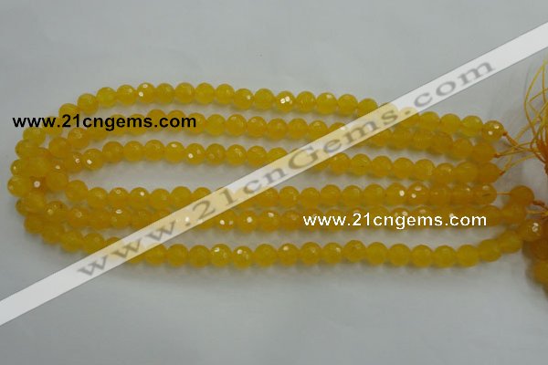 CYJ201 15.5 inches 6mm faceted round yellow jade beads wholesale