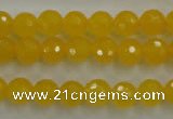 CYJ202 15.5 inches 8mm faceted round yellow jade beads wholesale