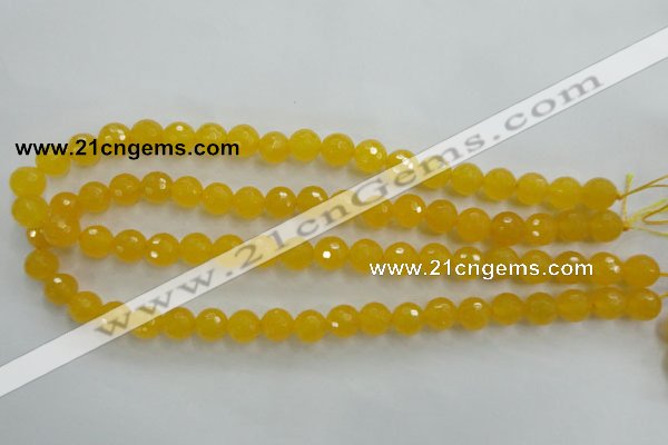 CYJ203 15.5 inches 10mm faceted round yellow jade beads wholesale