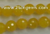 CYJ204 15.5 inches 12mm faceted round yellow jade beads wholesale