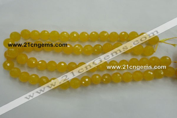 CYJ204 15.5 inches 12mm faceted round yellow jade beads wholesale