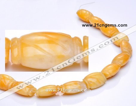 CYJ22 14*20mm flat drum yellow jade gemstone beads Wholesale