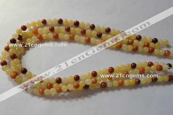 CYJ261 15.5 inches 6mm round mixed color yellow jade beads wholesale