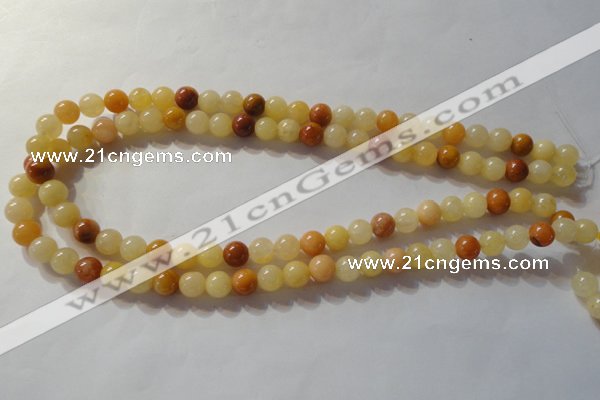 CYJ262 15.5 inches 8mm round mixed color yellow jade beads wholesale