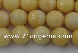 CYJ312 15.5 inches 8mm faceted round yellow jade beads wholesale