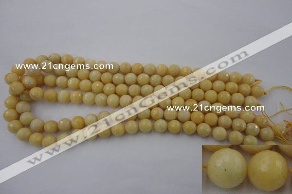 CYJ312 15.5 inches 8mm faceted round yellow jade beads wholesale