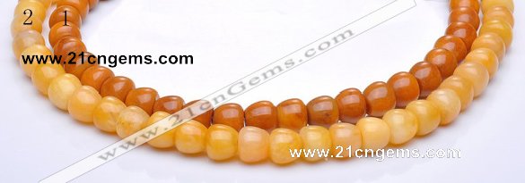 CYJ32 8*8mm bread shape yellow jade gemstone beads Wholesale