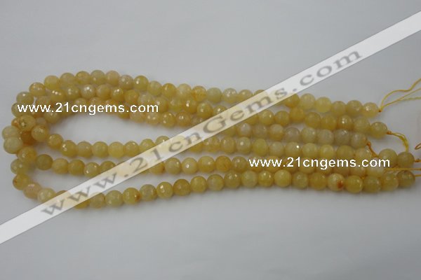 CYJ321 15.5 inches 8mm faceted round yellow jade beads wholesale