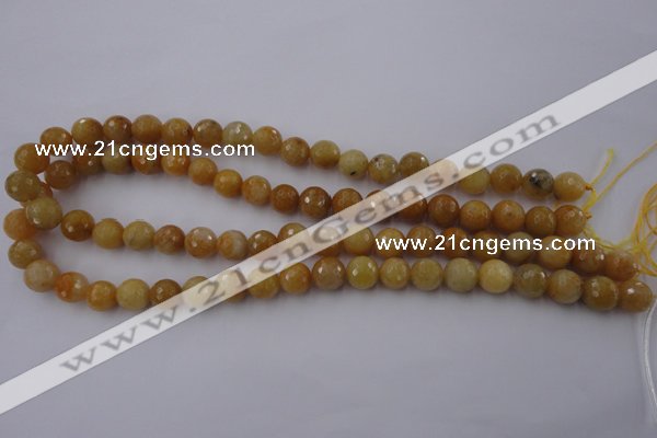 CYJ324 15.5 inches 10mm faceted round yellow jade beads wholesale