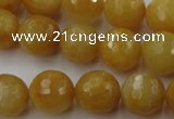 CYJ325 15.5 inches 12mm faceted round yellow jade beads wholesale