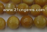 CYJ326 15.5 inches 14mm faceted round yellow jade beads wholesale