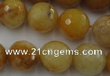 CYJ327 15.5 inches 16mm faceted round yellow jade beads wholesale