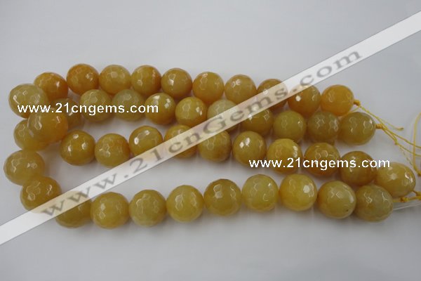 CYJ328 15.5 inches 18mm faceted round yellow jade beads wholesale