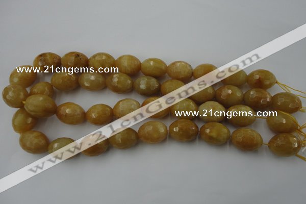 CYJ335 15.5 inches 16*20mm faceted rice yellow jade beads wholesale