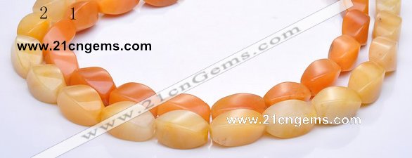 CYJ40 10*14mm twisted rice yellow jade gemstone beads Wholesale