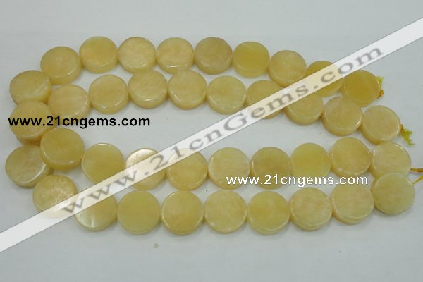 CYJ51 15.5 inches 20mm coin yellow jade gemstone beads wholesale