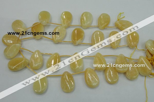 CYJ54 20*30mm top-drilled twisted teardrop yellow jade gemstone beads