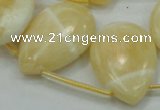 CYJ55 22*30mm top-drilled flat teardrop yellow jade gemstone beads