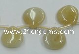 CYJ57 15*15mm top-drilled flat teardrop yellow jade gemstone beads