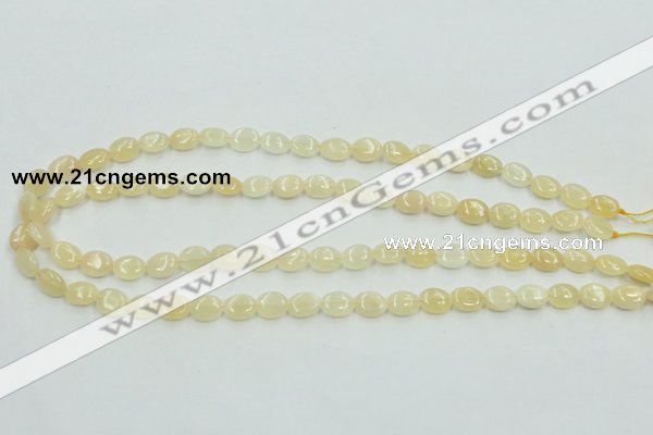 CYJ59 15.5 inches 8*10mm oval yellow jade gemstone beads wholesale