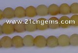 CYJ600 15.5 inches 4mm round matte yellow jade beads wholesale