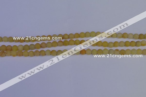 CYJ600 15.5 inches 4mm round matte yellow jade beads wholesale