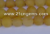 CYJ602 15.5 inches 8mm round matte yellow jade beads wholesale