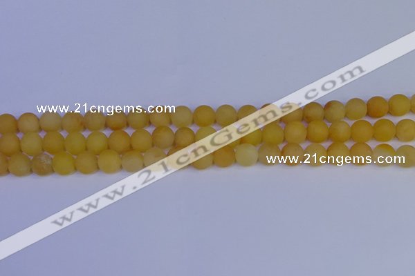 CYJ602 15.5 inches 8mm round matte yellow jade beads wholesale