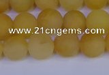 CYJ603 15.5 inches 10mm round matte yellow jade beads wholesale